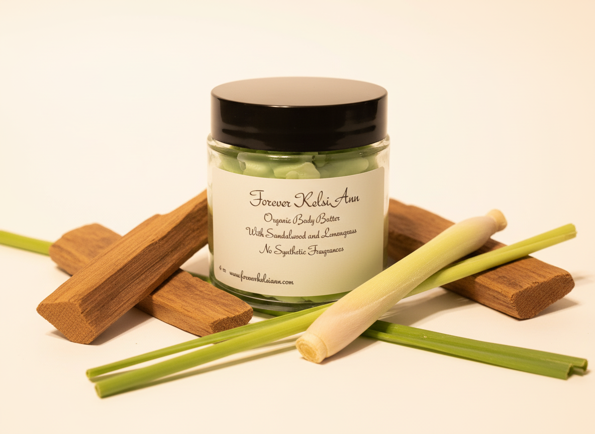 Body Butter - Sandalwood Lemongrass Body Butter for Deep Hydration - Forever Kelsiann Natural Skincare